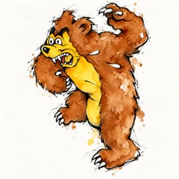 Ink and watercolor grizzly for the University of Montana